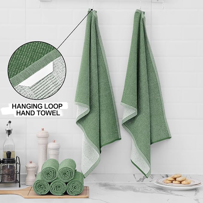 Homaxy Premium Kitchen Towels, Large Cotton Kitchen Hand Towels, Flat and Terry - Image 3