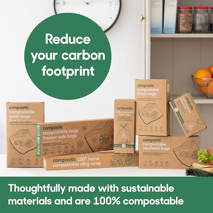 Compostic Home Compostable Resealable Sandwich Bags, Microwave & Freezer Safe - Image 9