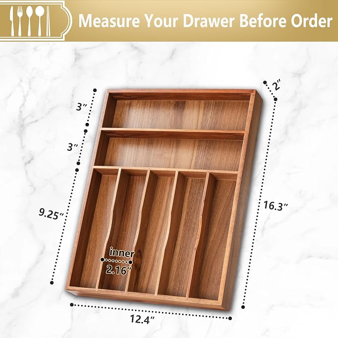 Silverware Organizer, 12.5 Inch Utensil Organizer Kitchen Drawer Organizer - Image 2