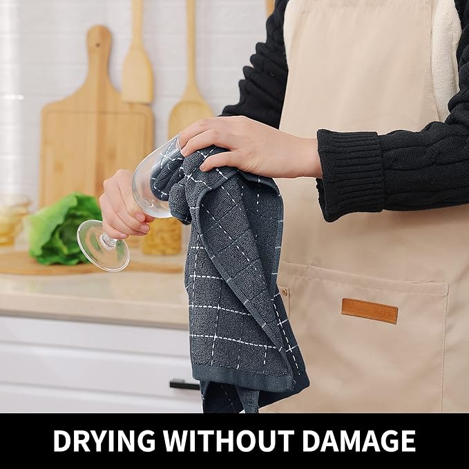 Homaxy 100% Cotton Terry Kitchen Towels, Checkered Designed, Soft and Super - Image 4