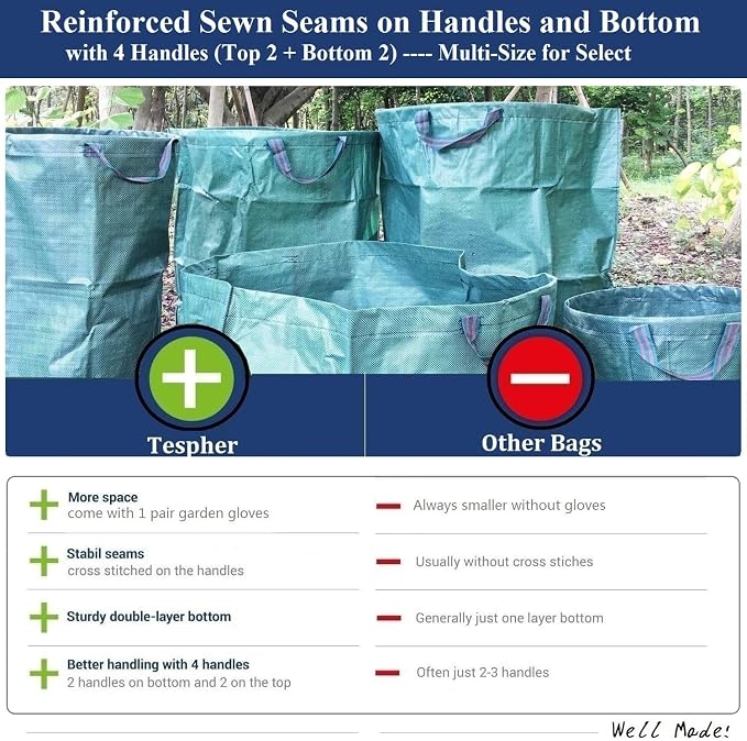 Professional 3-Pack 137 Gallon Lawn Garden Bags Big Yard Waste Bags - Image 8
