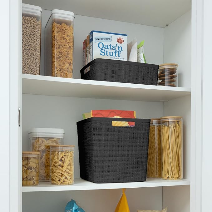 Curver Set of 4 Jute Large Cube Decorative Plastic Organization and Storage - Image 5