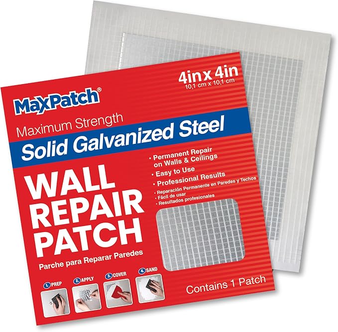 MaxPatch® 4 in. x 4 in. Solid Metal Self-Adhesive Wall Repair Patch – Durable by Maxpatch