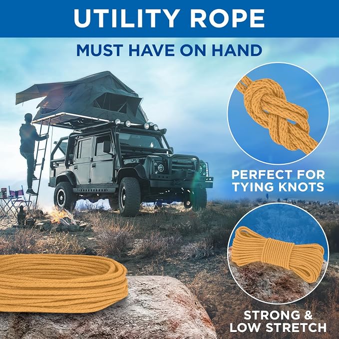 TECEUM Cotton Rope 3/16” – 100 FT – Strong All-Purpose Braided Rope – Natural - Image 6