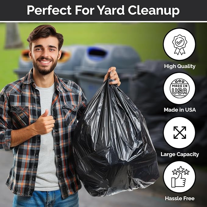 100 Count 55-60 Gallon Trash Bags, Sturdy & Tear-Resistant Commercial Can - Image 2