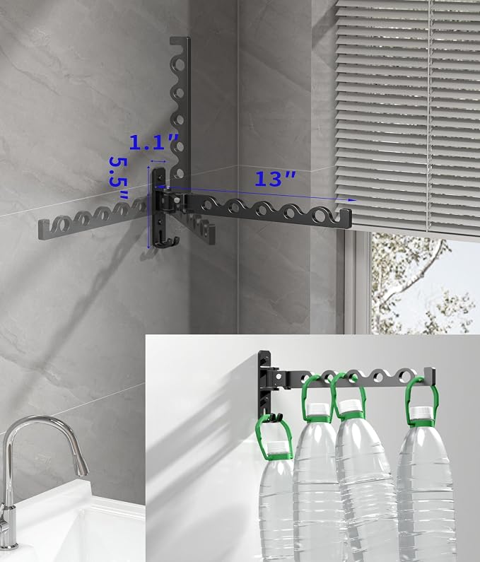 Dr.DJ Wall Hanger for Clothes, Coat Hanger Wall Mounted Silver Retractable - Image 4