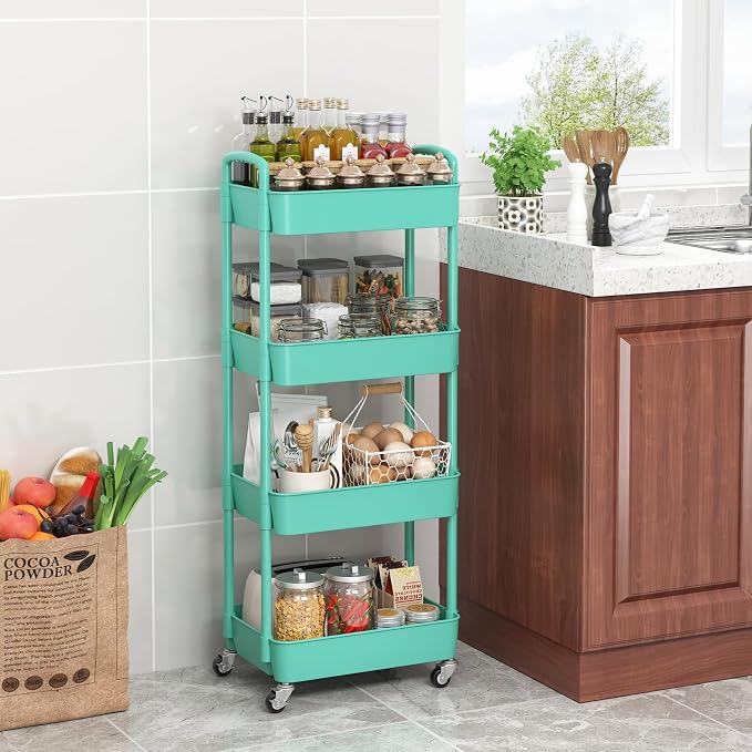 Sywhitta 4-Tier Plastic Rolling Utility Cart - Image 3