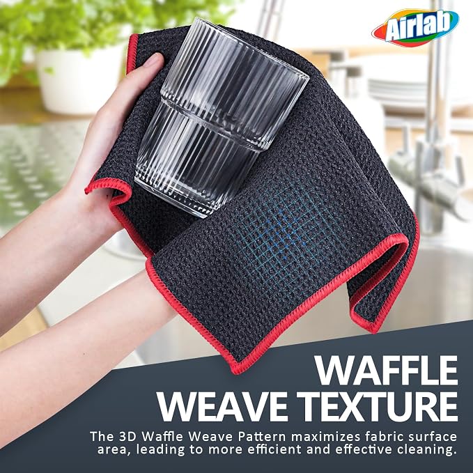 Airlab Microfiber Cleaning Cloth Waffle Weave Dust Rags - Image 3