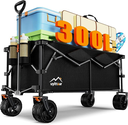300L Extra Large Collapsible Foldable Wagon, 440lbs Load Capacity 48''L by Uyittour