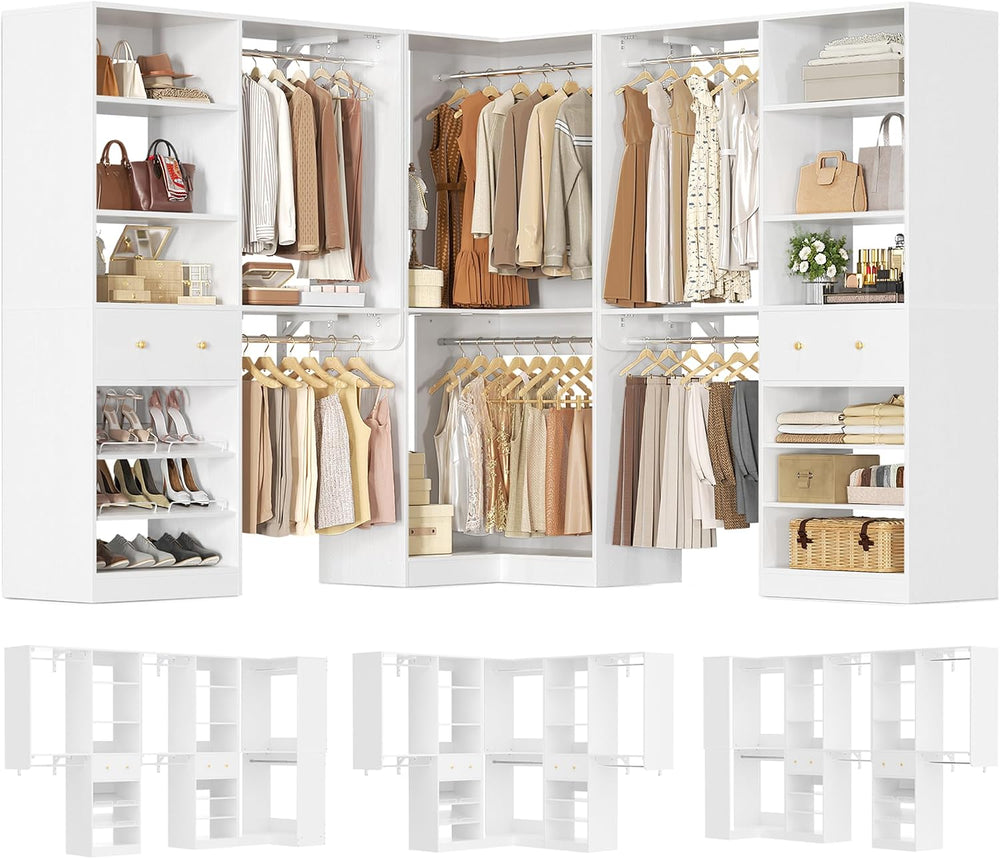 Armocity Closet System Set of 3 - Corner Closet Organizer System with 2 Drawe...