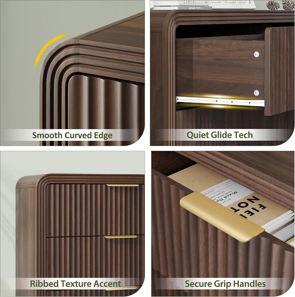 Decofy Fluted 5 Drawers Dresser, 48" Tall Chest of Drawers for Bedroom