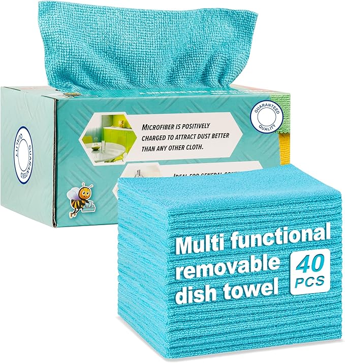 40 Pack Microfiber Cleaning Cloth by Derloyo