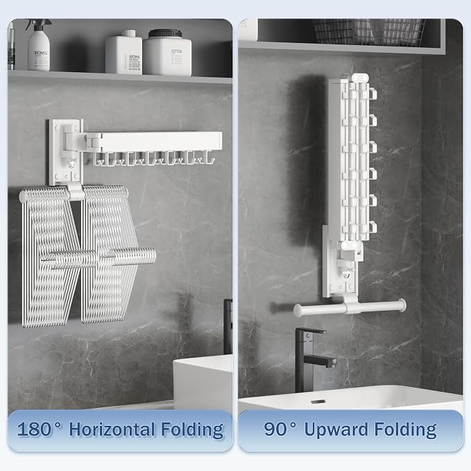 Drying Rack, Wall Mounted Clothes Rack, 220lbs Capacity - Image 3