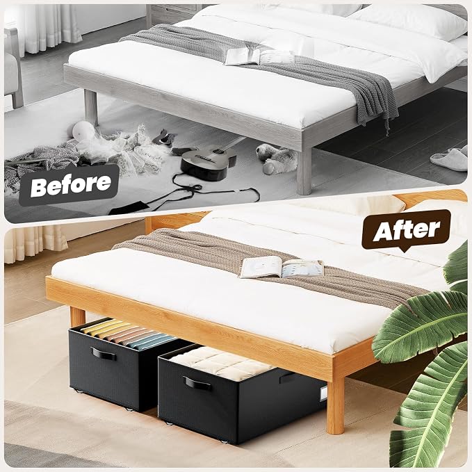 Underbed Storage with Wheels, 2 Pack Under Bed Storage Containers with Clear - Image 6
