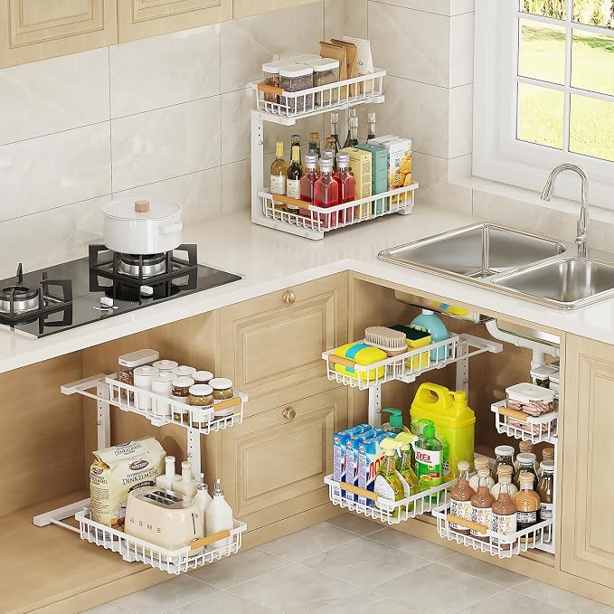 2-Tier Slide Out Under Sink Organizer – 2-Tier Pull-Out Storage Rack, Bathroom - Image 4