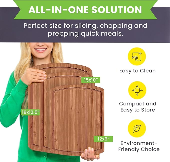Bamboo Wooden Cutting Board Set of 3 - Image 8