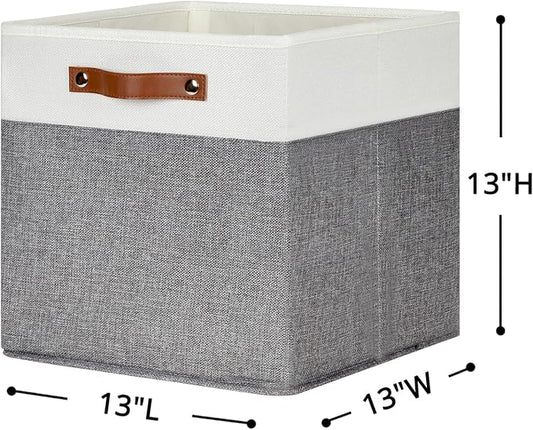 HNZIGE Foldable Storage Bins 13x13 Storage Cubes Set of 4 Fabric Linen Storage - Image 2