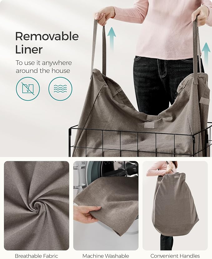 SONGMICS Laundry Hamper, 29 Gal. Laundry Basket, Collapsible Clothes Hamper - Image 6