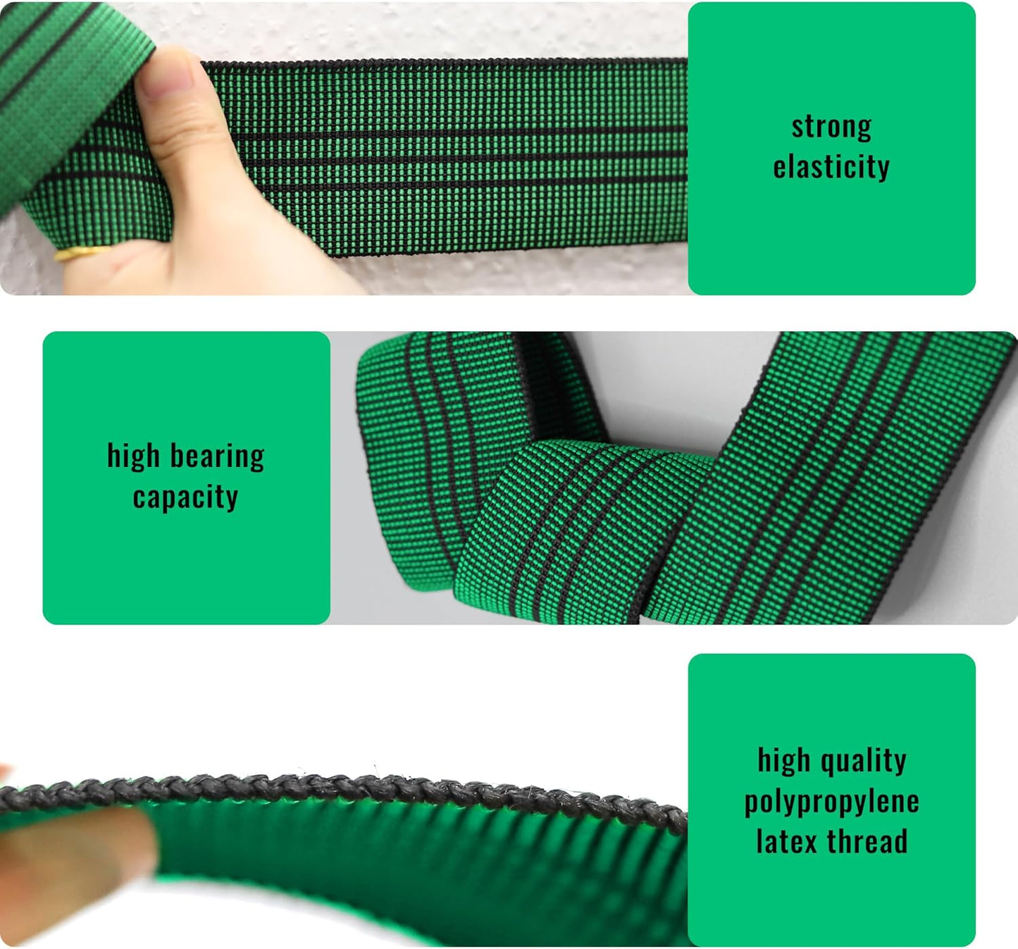 2 Rolls Webbing Band Replacement for Chair, Couch, Sofa, Upholstery Seater Repair Material, Elastic, Latex, Stretchy Webbing Belt/Strap for Lawn Chair (Each Roll 6 Yard)