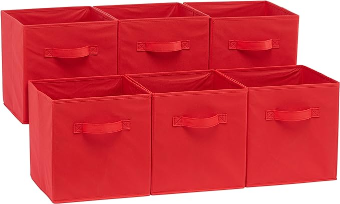 Amazon Basics Cube Organizer Storage Bins Handles, Collapsible Fabric, by AmazonBasics