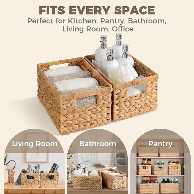 Set of 2 Wicker Shelf Storage Baskets - Image 6