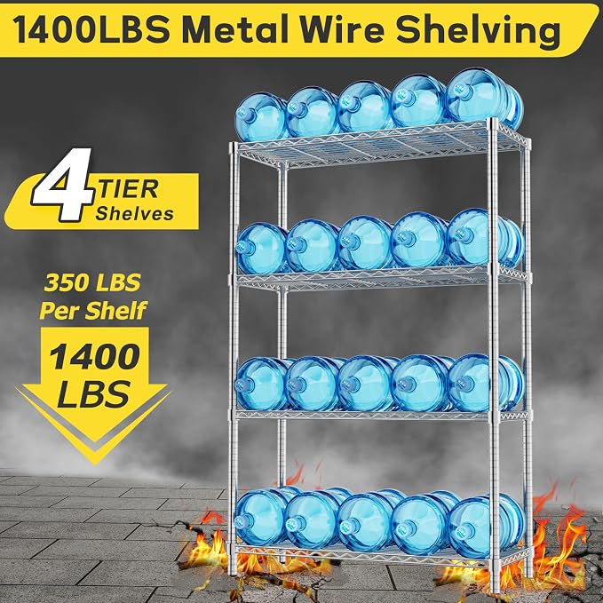 Storage Shelves, 4-Tier Adjustable Metal Industrial Utility Shelf Rack - Image 4