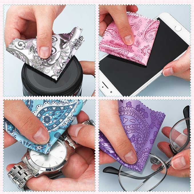 Sinmoe 20 Pcs Microfiber Cleaning Cloth Cute Paisley Waves Design Microfiber - Image 5