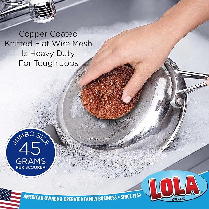 Copper Mesh Scouring Pad by LOLA, 2 Pack, 45 Grams, Copper Coated Knitted Wire - Image 4