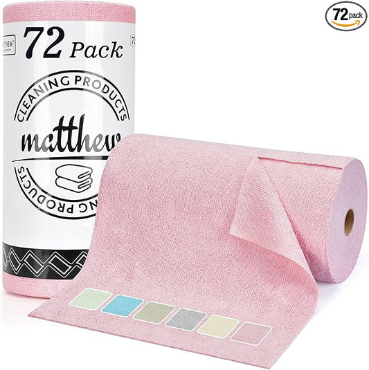 Matthew Microfiber Cleaning Cloth Roll 72Pack Reusable Paper Towels&Washable by MATTHEWCLEANINGPRODUCTS