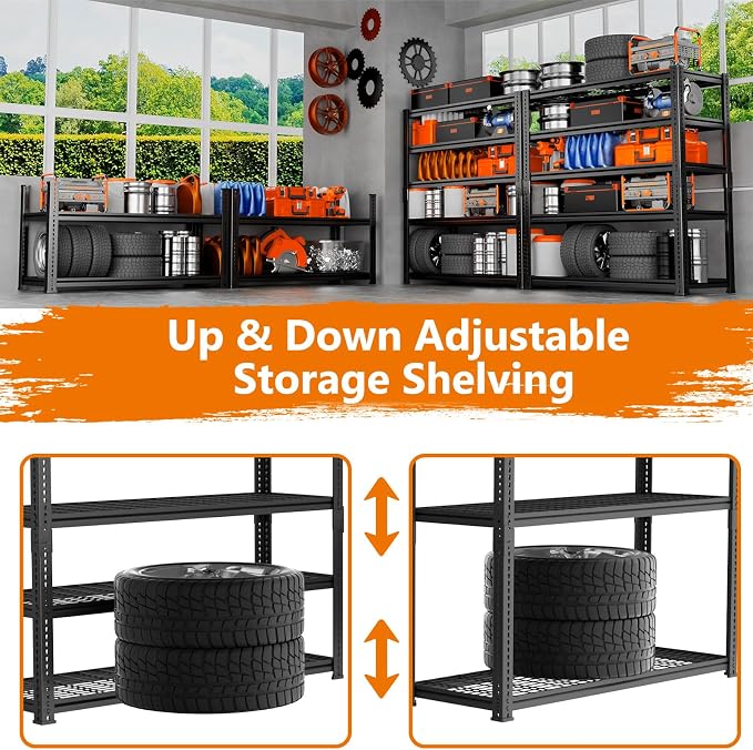 Storage Shelves Heavy Duty, 5-tier Adjustable Metal Industrial Utility Shelf - Image 5