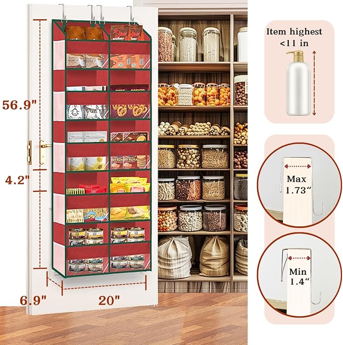 Over The Door Organizer 5 Tiers, Extra Large Behind Door Storage of 10 - Image 3
