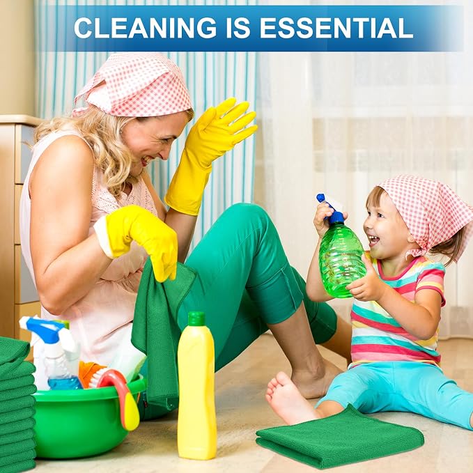 Tenare 100 Pack 12'' x 12'' Microfiber Cleaning Cloths Reusable Cleaning Rags - Image 6