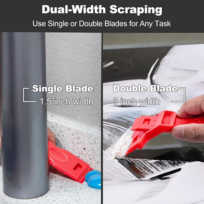 Dual-Width Plastic Razor Blade Scraper Tool Non Scratch - Image 3