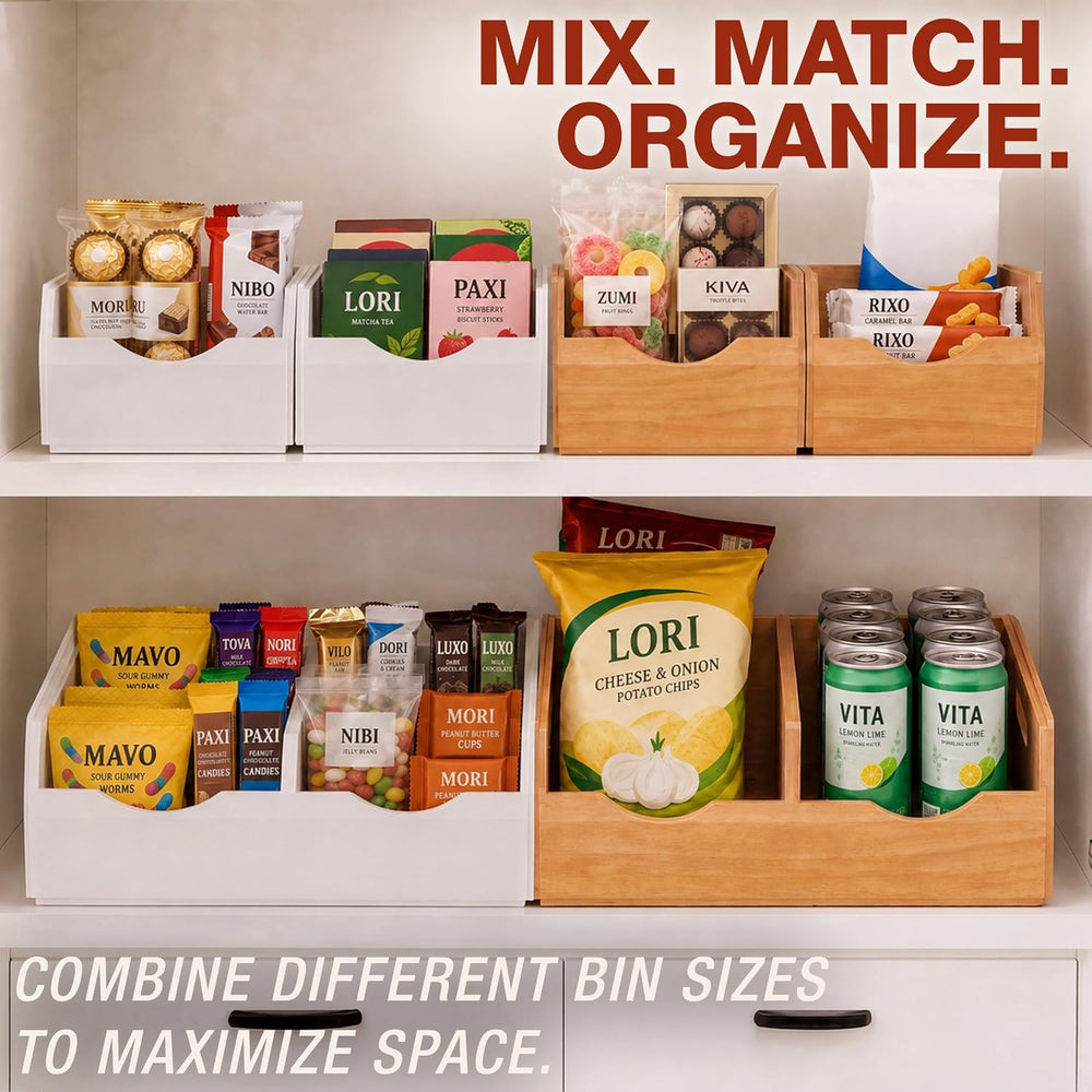 HOMESTEAD Stackable Solid Wood Storage Bins for Kitchen Pantry & Countert...