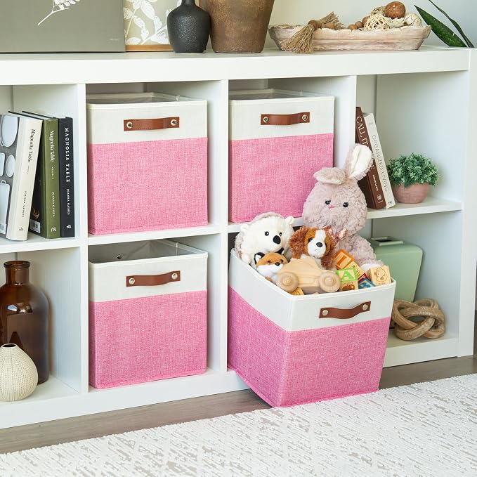 OrganiHaus 11x11 Fabric Cubes Storage Bins Set of 4, Foldable Collapsible - Image 3