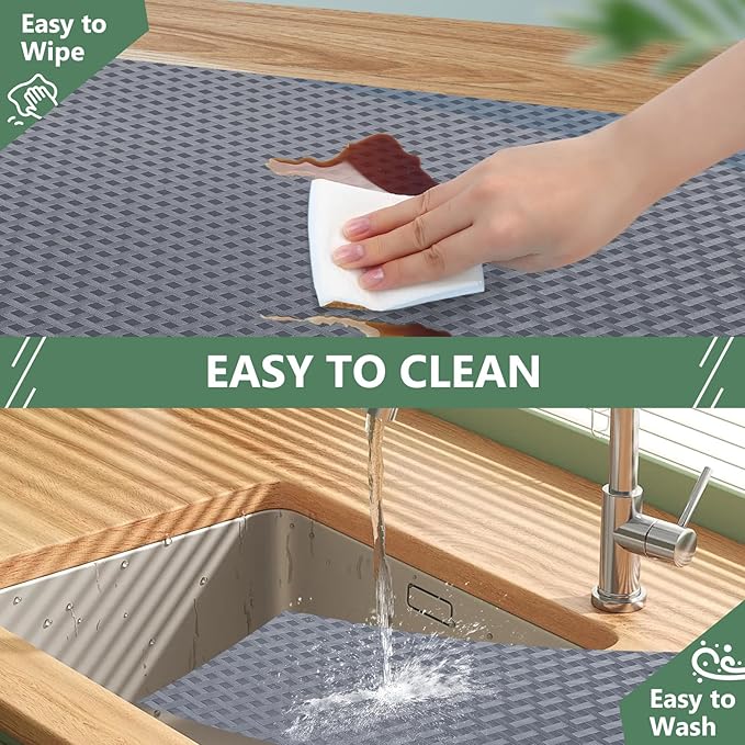 Shelf Liners, Non-Adhesive Drawer Liner, Waterproof & Oil-Proof Kitchen Cabinet - Image 5
