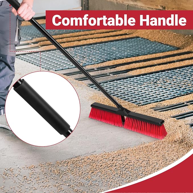 24" Push Broom Outdoor with 63" Long Handle and Stiff Bristles, Heavy Duty - Image 3