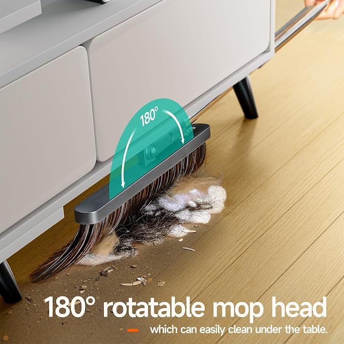 Broom and Dustpan Set for Home, Extra Brush Head & 51.6" Adjustable Long Handle - Image 4
