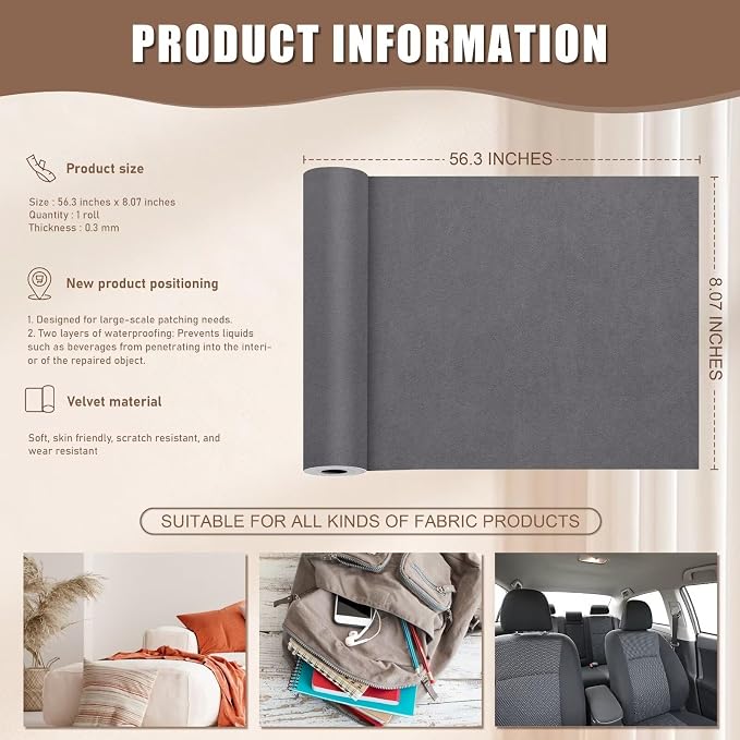 Azobur Couch Patches, Extra-Large Durable Fabric Tape, Waterproof, Self-Adhesive - Image 3