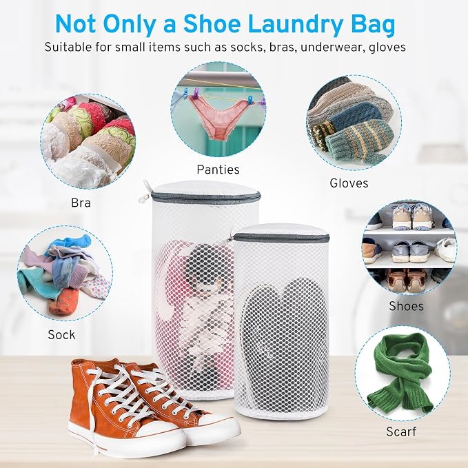 2 Pack 2 Size 120g Honeycomb Shoe Washing Machine Bag, Fabric Shoe Bag - Image 6