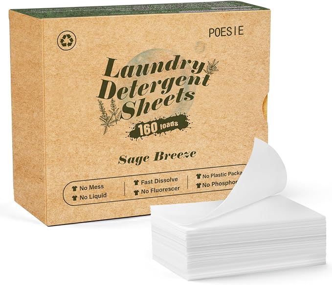 Poesie Laundry Detergent Sheet Sage Breeze Scent 160 Count Washer Sheets by Poesie