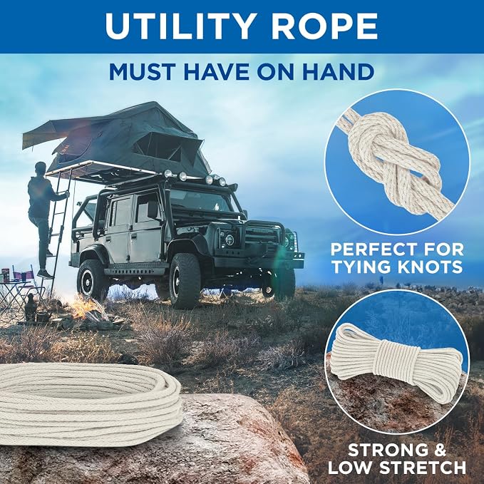 TECEUM 500lb Cotton Rope 3/16” – 50 FT | 100 FT– Strong All-Purpose Braided - Image 6