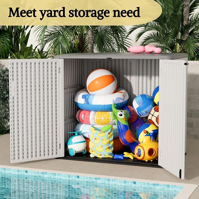 ZZM Large Outdoor Storage Shed, 48 Cu Ft Resin Versatile Storage Cabinet - Image 7