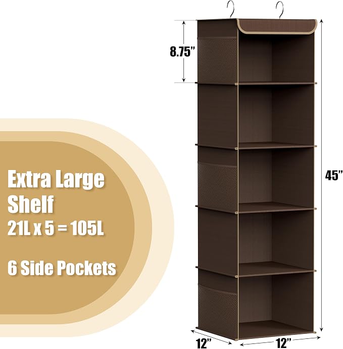 Simple Houseware 5 Shelf Hanging Closet Organizer - Image 3