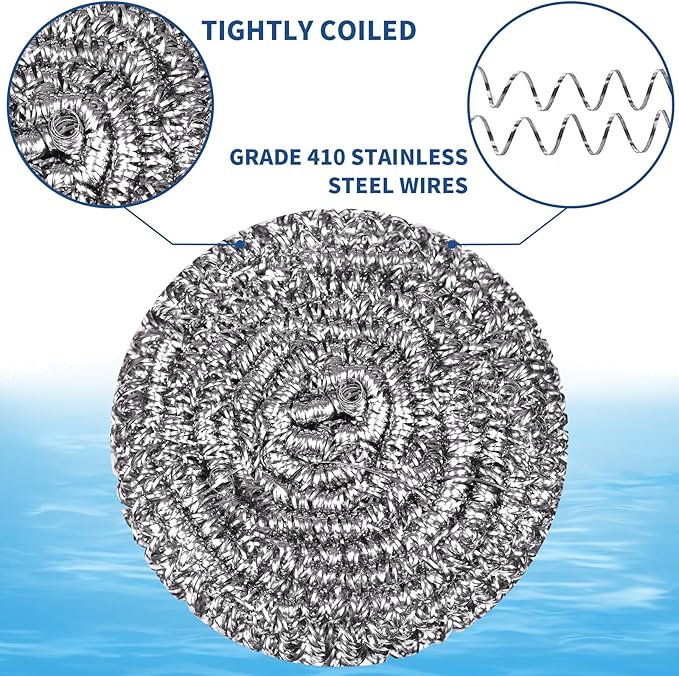 Stainless Steel Scrubber Scrubbing Scouring Pad Sponges Clean Pot Pan and Steel - Image 3