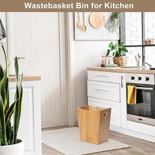 SEHERTIWY Wood Trash Can Wastebasket, 2 Gallon Small Waste Basket - Image 2