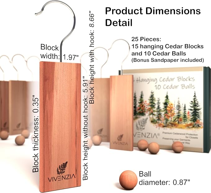 Cedar Blocks for Clothes Storage -25 pcs- Hanging Cedar Planks, Natural Closet - Image 3