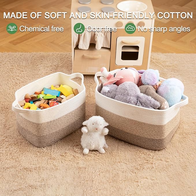 OIAHOMY Woven Storage Basket, Cotton Rope Baskets - Image 2