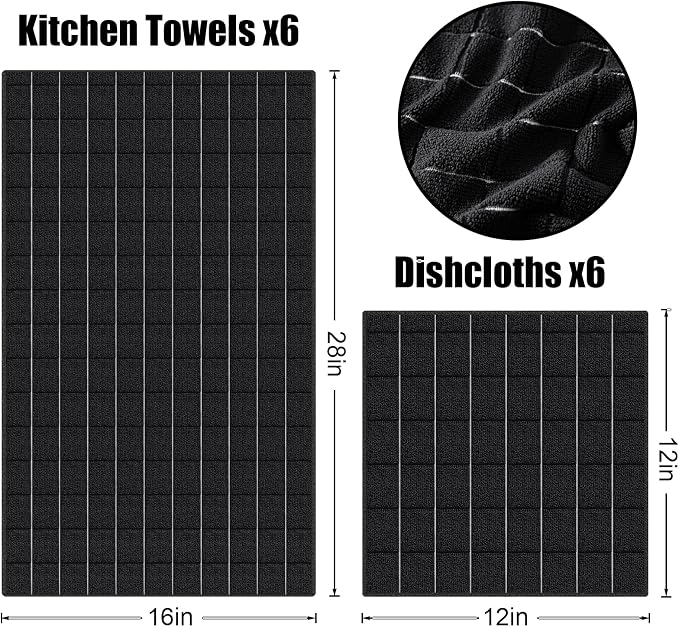 Homaxy Microfiber Kitchen Towels and Dishcloths Set, 12 Pack Soft and Absorbent - Image 6