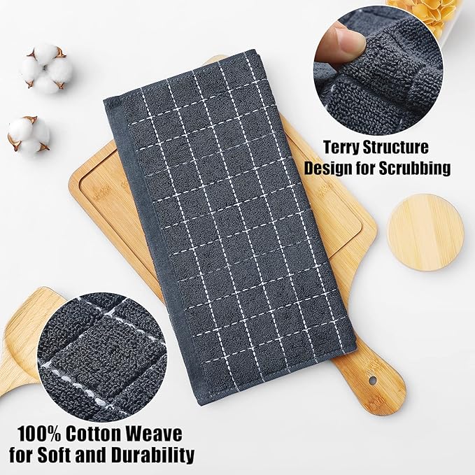 Homaxy 100% Cotton Terry Kitchen Dish Cloths, Ultra Soft and Absorbent Dish - Image 2